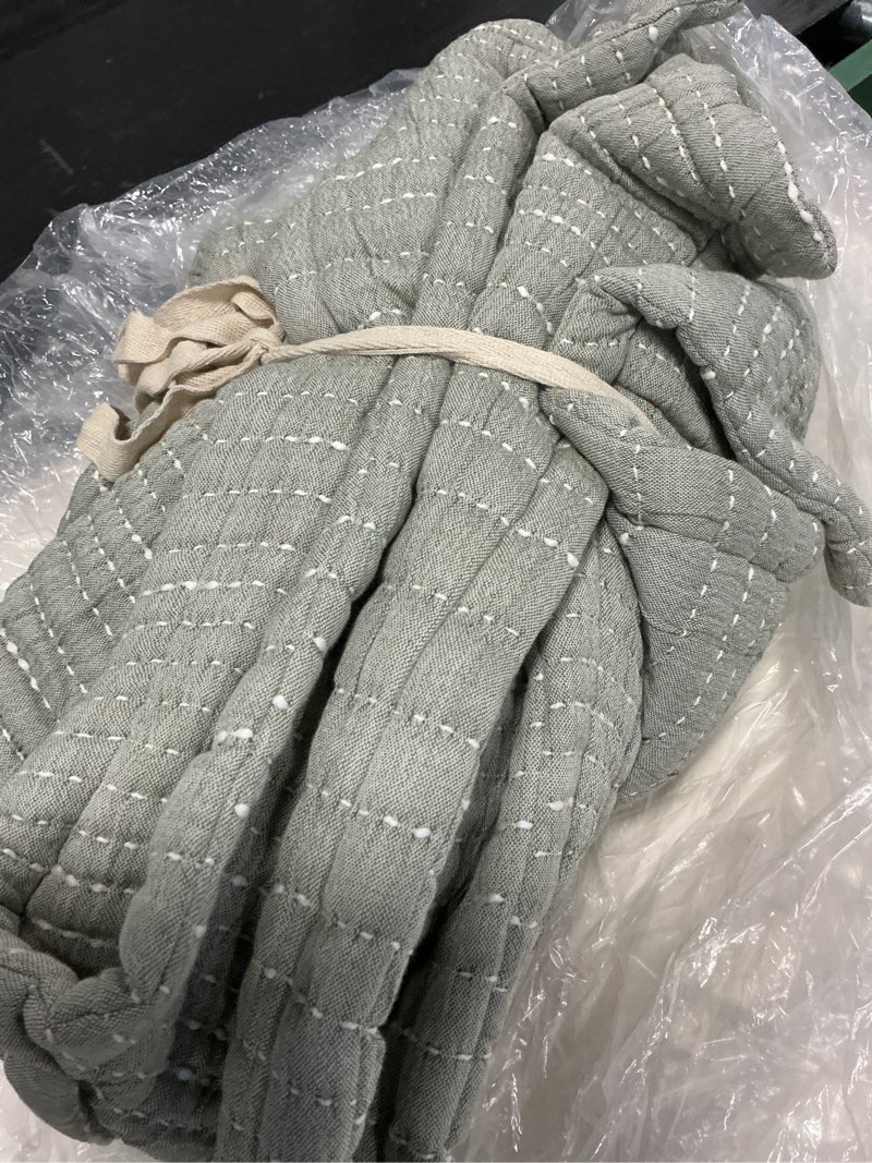 Condition photo showing Good Condition for organic cotton channel stitch sham set, king, green