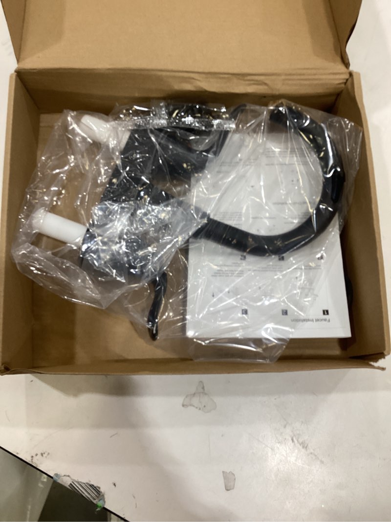 Condition photo showing As Is for KPW Bathroom Sink Faucet 2 or 3 Hole Matte Black Centerset 4 Inch Bathroom Sink Faucet 2 Handle Plating Over ABS Plastic Non-Metallic Lavatory Bathroom Faucet with Pop up Drain Water Supply Hoses Two Handle 5121 Matte Black