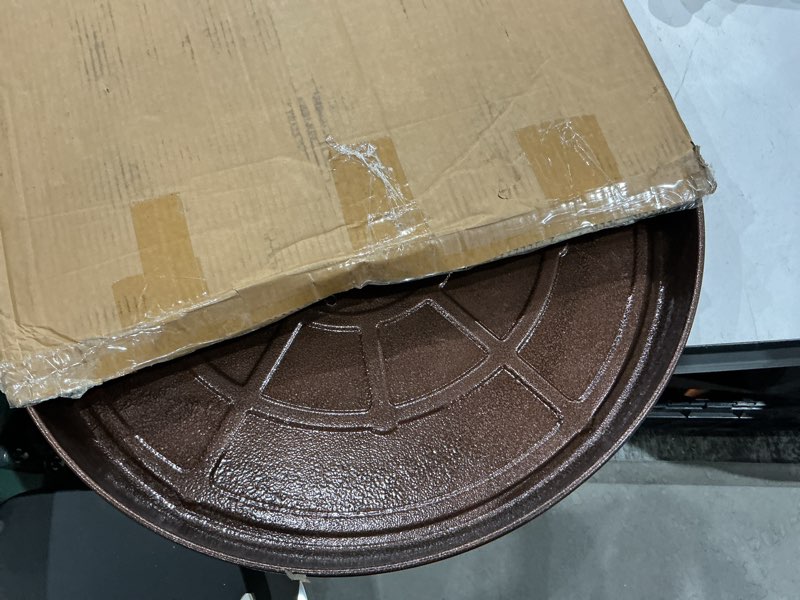 Condition photo showing Good Condition for 23 inch plant saucer rolling plant caddy rolling plant stand with wheels plant tray with wheels, heavy duty metal, locking, sturdy, rust-resistant finish, easy to move,copper 600 lb capacity 1 pack 23 inch