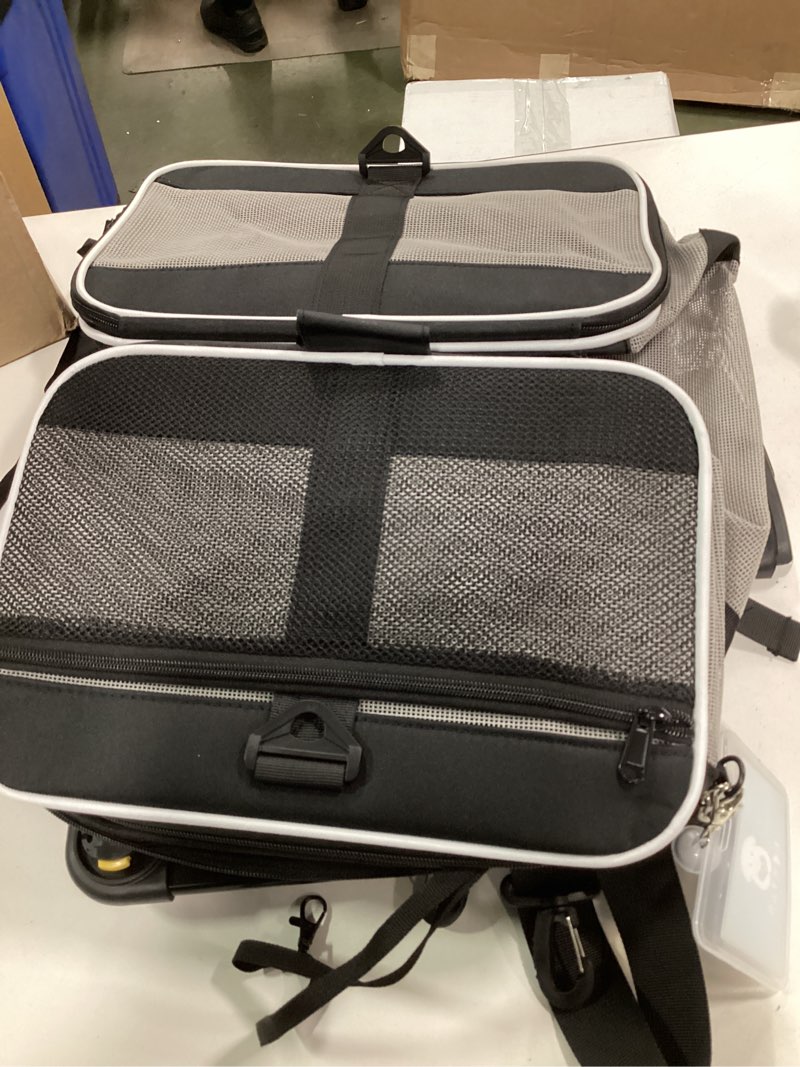 Condition photo showing As Is for ( incomplete missing wheels ) Petskd Top-Expandable Pet Carrier with Wheels 19x13x9 Inches Southwest Allegiant Airlines Approved, 