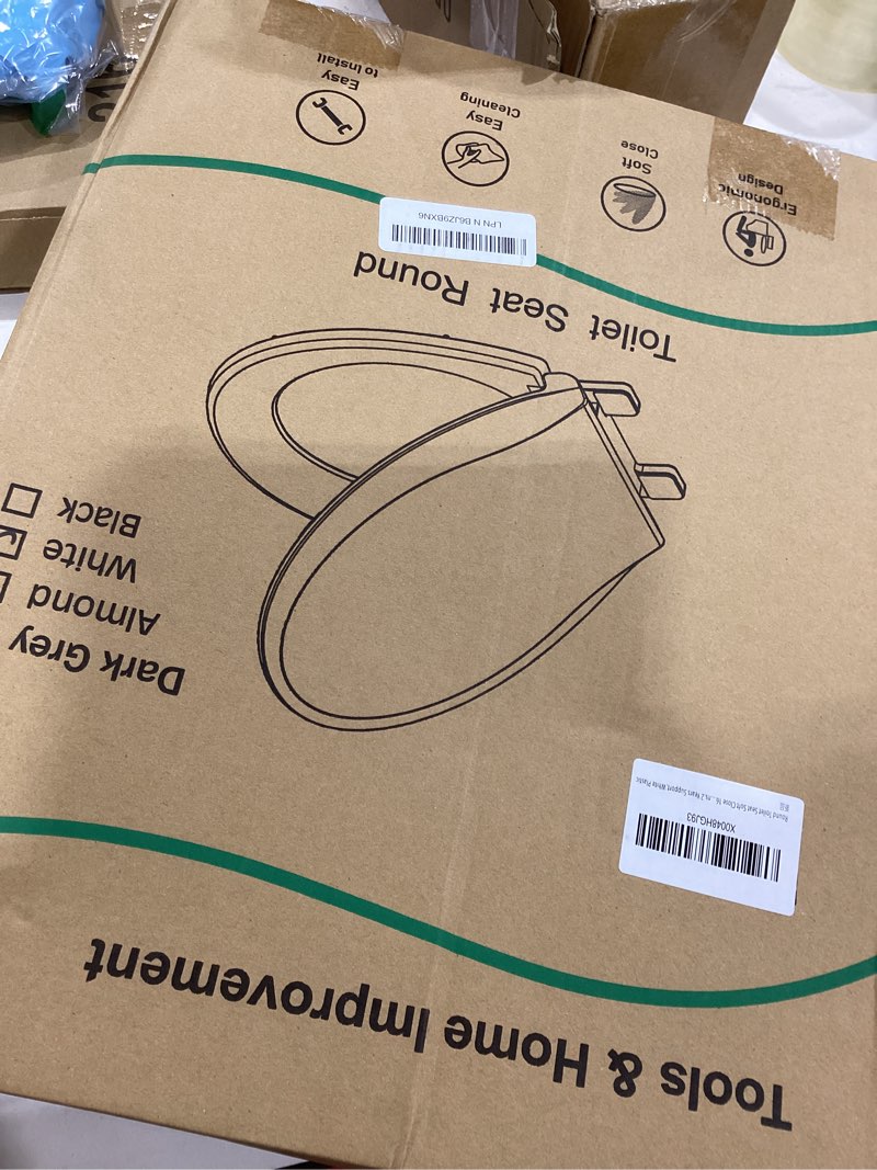 Condition photo showing Good Condition for Round Toilet Seat Soft Close 16.5'',Standard Universal Toilet Lid Round with PP Material Safe,Easy to Clean and Install,Ergonomic design,Never Loosens,2 Years Support,White Plastic White Round 16.5inch & Classic
