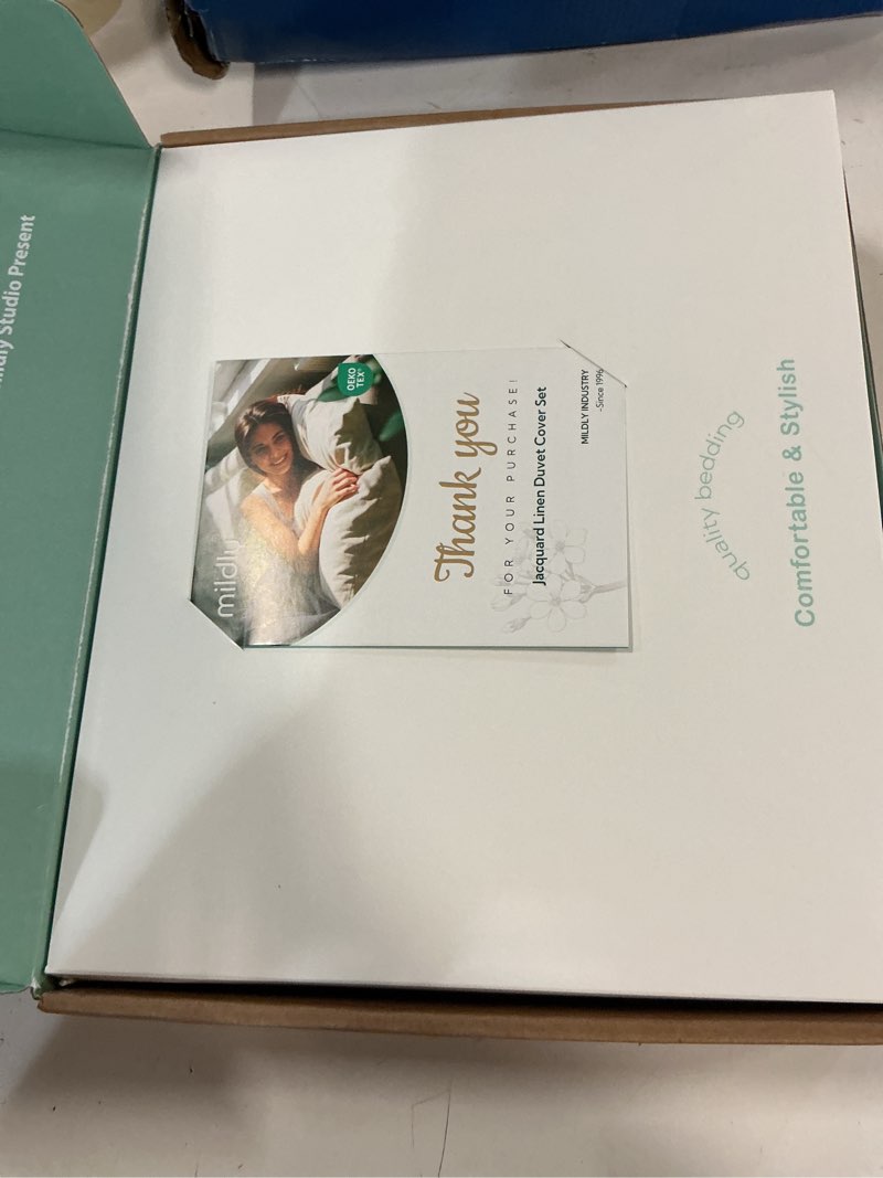 Condition photo showing New/Like New for mildly linen cotton duvet cover - jacquard wheat textured comforter cover set 2pcs with zipper closure breathable & minimalist for all season wheat (no comforter) twin (68"x90")