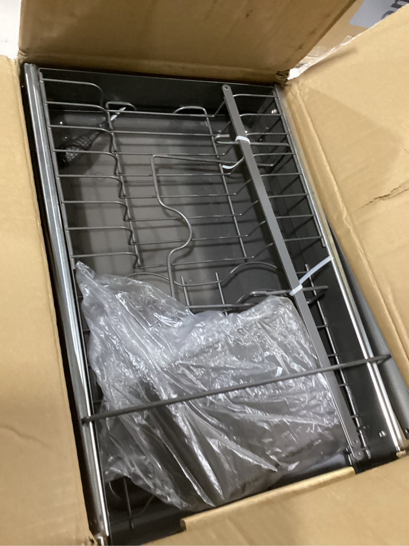 Condition photo showing Good Condition for Under Sink Organizer,2 Tier Pull-Out Dish Rack Organizer for Cabinet,Slide out Storage Shelf with Utensil Holder for Cupboard,Under Cabinet Dish Drying Rack for Home, Kitchen, Pantry, Countertop Dark Grey