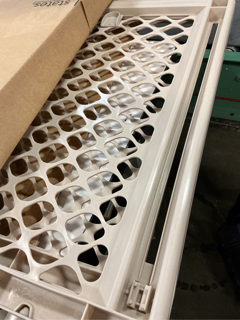 Condition photo showing As Is for Toddleroo by North States 42” Wide Supergate Ergo Baby Gate, Made in USA: For Doorways or stairways. Includes Wall Cups. Pressure or Hardware Mount. 26” - 42” Wide (26" Tall, Sand) (B01HG7E5R8)