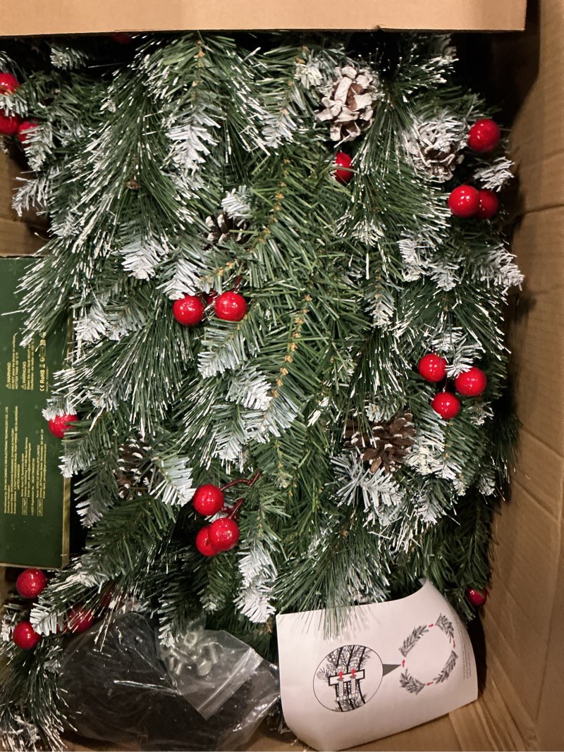 Condition photo showing Good Condition for solar wreath 60 inch, outdoor christmas wreaths large with 350 leds & 8 lighting modes, lighted holiday decorations for outside 60in