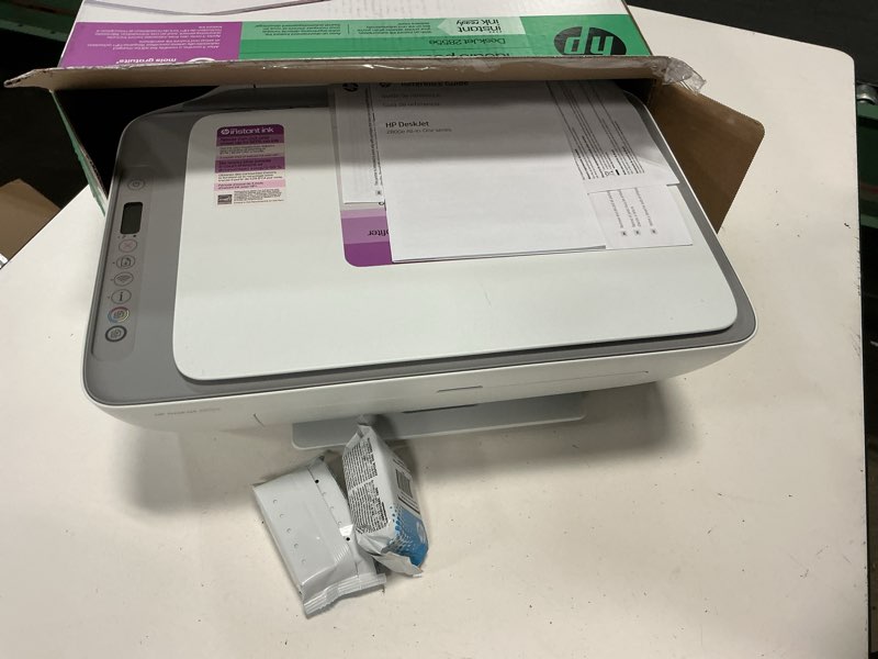 Condition photo showing New/Like New for hp deskjet 2855e wireless all-in-one color inkjet printer, scanner, copier, best-for-home, 3 month instant ink trial included. this printer is only 2.4 ghz capable. (588s5a)
