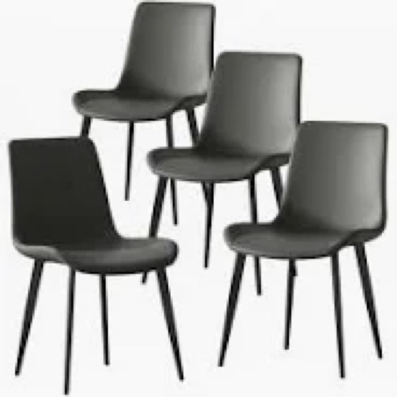 Osparple Modern Dining Chairs Set of 4, Faux Leather Upholstered Kitchen Chairs with Black Metal Leg