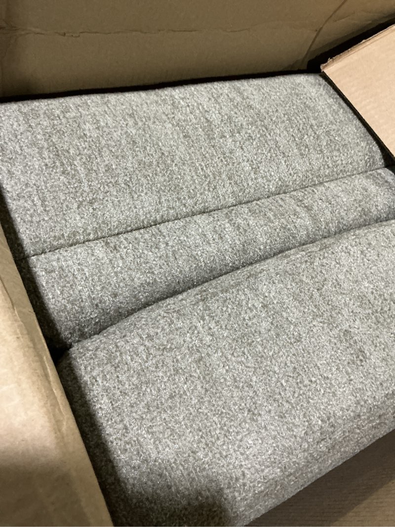 Condition photo showing Good Condition for signature design by ashley stonemeade casual upholstered rectangular ottoman, light brown light brwon