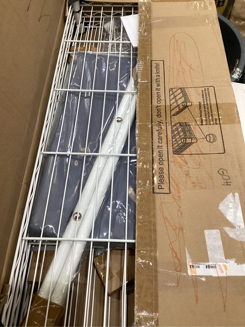 Condition photo showing Good Condition for futassi white clothing rack with grey cover, p1c rolling closet rack with wheels, metal garment rack for hanging clothes, clothing storage wardrobe, 36.2" w x 16.5" d x 80.5" h, load 450 pounds white rack with grey cover