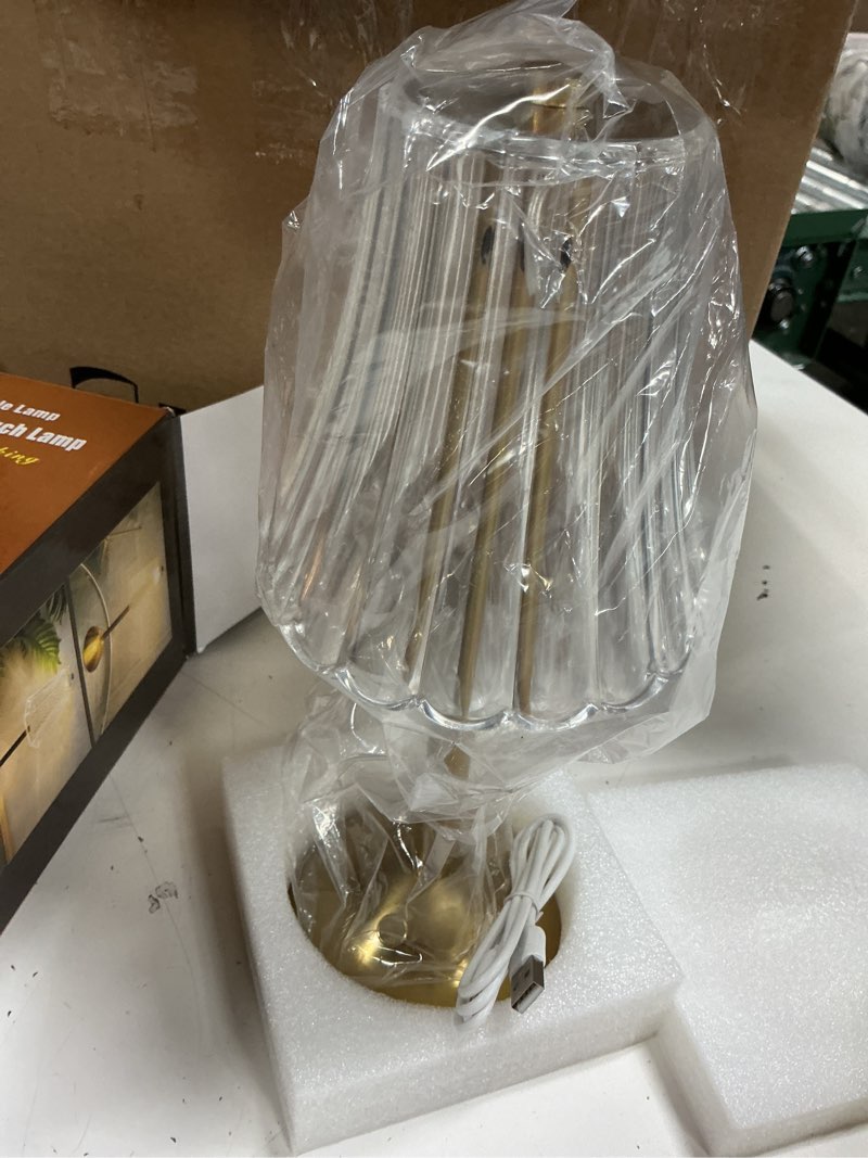 Condition photo showing New/Like New for liliful 1 pcs cordless table lamp rechargeable touch led small gold portable battery operated usb-c desk lamp 3 color dimmable for bedroom living room dining (gold,rose style) gold rose style