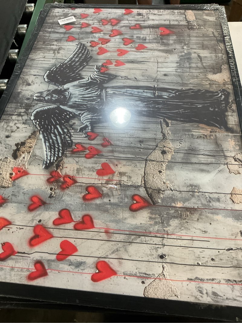 Condition photo showing New/Like New for rayzel framed banksy jesus wings 