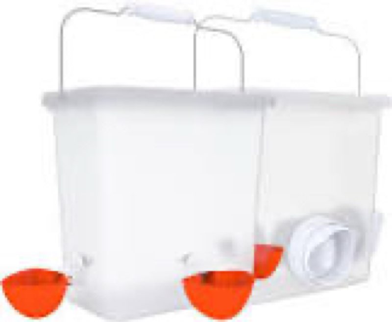 chicken feeder and waterer set, 3 gallon/16 lb automatic poultry feeding system with hanging option,