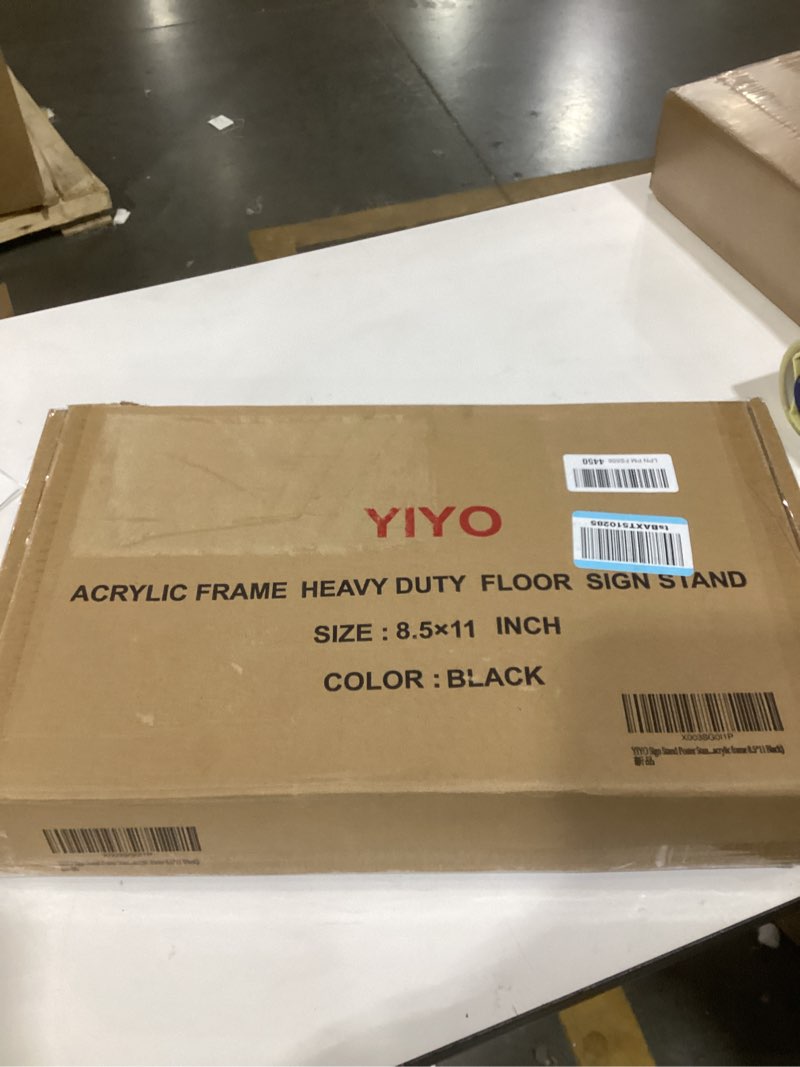 Condition photo showing As Is for acrylic frame heavy duty floor sign siand 8.5x11 in