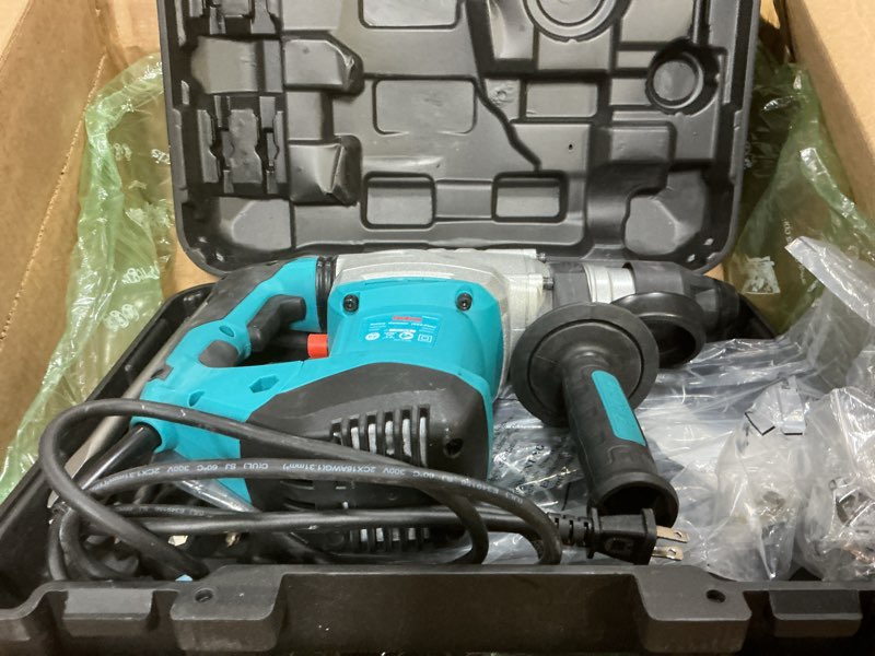Condition photo showing Good Condition for eneacro 1-1/4 inch sds-plus 13 amp heavy duty rotary hammer drill, safety clutch 4 functions with vibration control including grease, chisels and drill bits with case