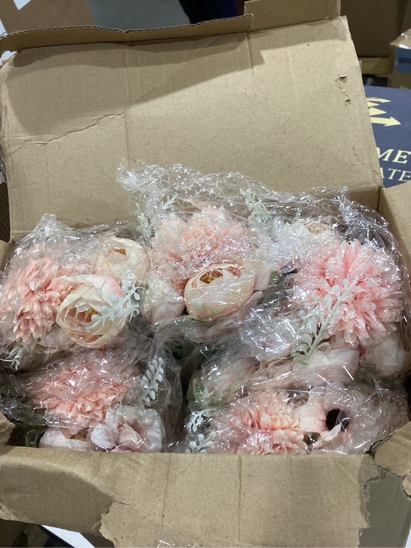 Condition photo showing Good Condition for tigeen peonies artificial flowers faux roses silk flowers hydrangea artificial bouquet for wedding table centerpiece floral vase home office bridal decor(pink,12 bundles) pink 12