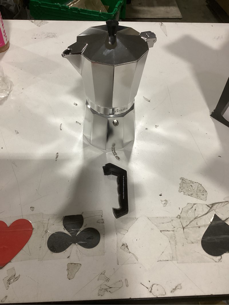 Condition photo showing As Is for Primula Classic Stovetop Espresso and Coffee Maker, Moka Pot for Italian and Cuban Café Brewing, Greca Coffee Maker, Cafeteras, 9 Espresso Cups, Silver Silver 9 Cup