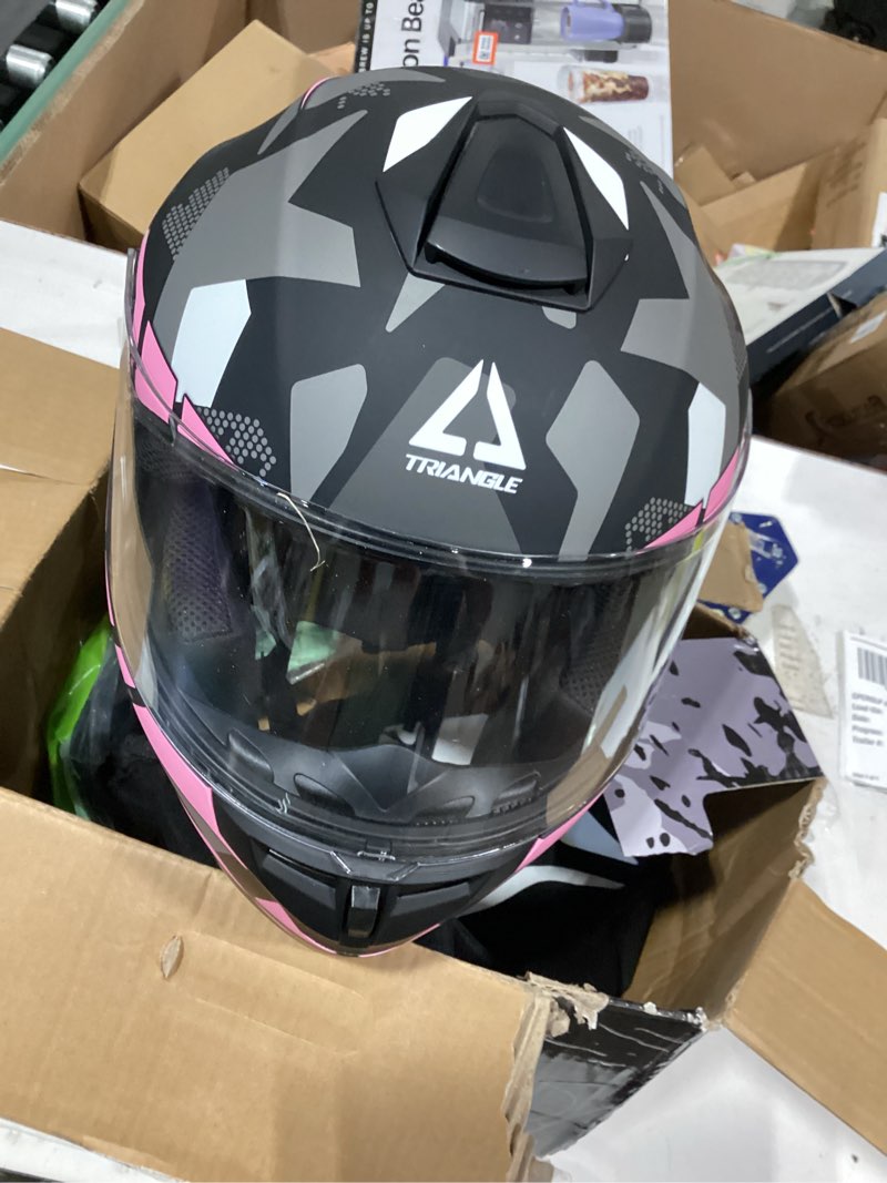 Condition photo showing Good Condition for triangle motorcycle helmets full face motorcycle helmet for men & women with tinted and clear visor meet dot approved (pink, xl) x-large pink
