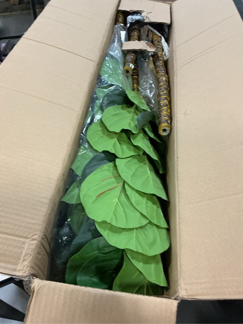 Condition photo showing Good Condition for ROOMTEC Artificial Fiddle Leaf Fig Tree,7 FT Tall Artificial Tree with Woven Seagrass Plant Basket Fake Floor Plant in Pot for Home Decor Living Room Indoor Outdoor Office Bedroom Decor Fiddle Leaf Fig Tree 7ft