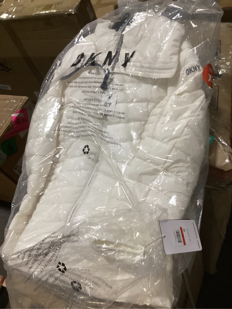 Condition photo showing Good Condition for DKNY Womens Bib-front Light-weight Puffer X-Small Pearl