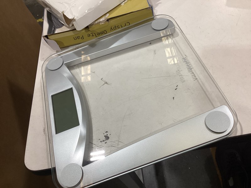 Condition photo showing Good Condition for vitafit digital bathroom weight scale for body weight, high accuracy assured by weighing professional since 2001,extra large blue backlit lcd and step-on, 400lb/182kg, clear glass silver