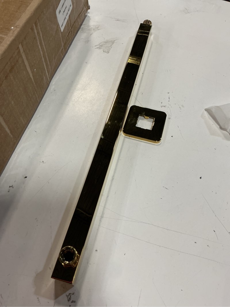 Condition photo showing Good Condition for shower arm, brushed gold 16 inch stainless steel shower arm wall mounted rainfall shower extension arm for large shower