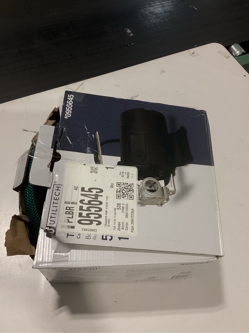 Condition photo showing As Is for utilitech 1/12-hp 115-volt 5.6-gpm stainless steel electric utility pump (motor failure)