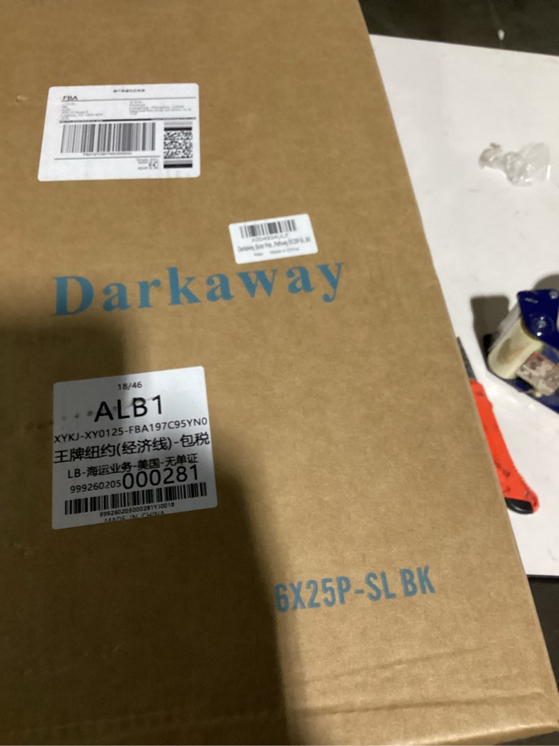 Condition photo showing Good Condition for darkaway solar post lights lamp outdoor pole light fixture, dusk to dawn aluminum lamp post with remote, solar pole fence deck lighting for huose garden, patio, pathway black-s25 23inch