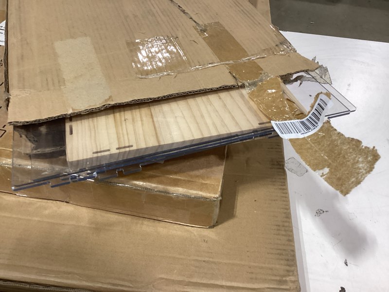 Condition photo showing As Is for nonemey acrylic display case for lego 75328?assemble clear acrylic display case stand dustproof protection showcase organizer box for action figures (13.7x9.8x20.8 inch, 35x25x53cm) wood-led light 13.8×9.8×20.8inch,35×25×53cm