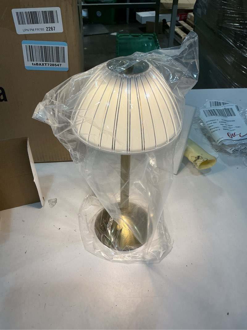 Condition photo showing New/Like New for liliful 1 pcs cordless table lamp rechargeable touch led small gold portable battery operated usb-c desk lamp 3 color dimmable for bedroom living room dining (gold,mushroom style)