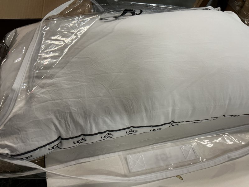 Condition photo showing Good Condition for UGG King Bed Pillow – Plush Down Alternative Pillow, Soft & Breathable Medium Firm Sleeping Pillows, Premium Luxury Home Decor Hypoallergenic Pillow for Bed, White, 20” x 36” (Devon)