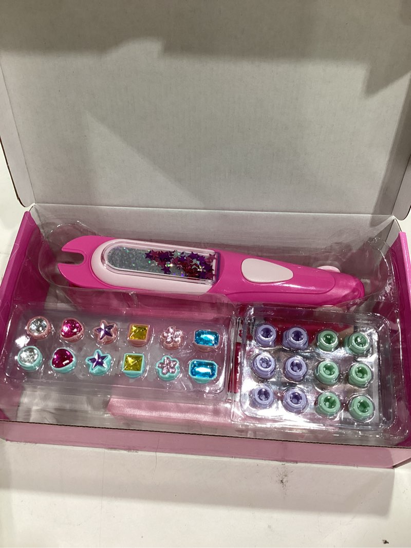 Condition photo showing New/Like New for kidzkube hair gem stamper kit, bling hair jewels for girls toys, hair styling tool with reusable shining diamonds, birthday gifts toys for girls ages 3 4 5 6 8-12 (pink)