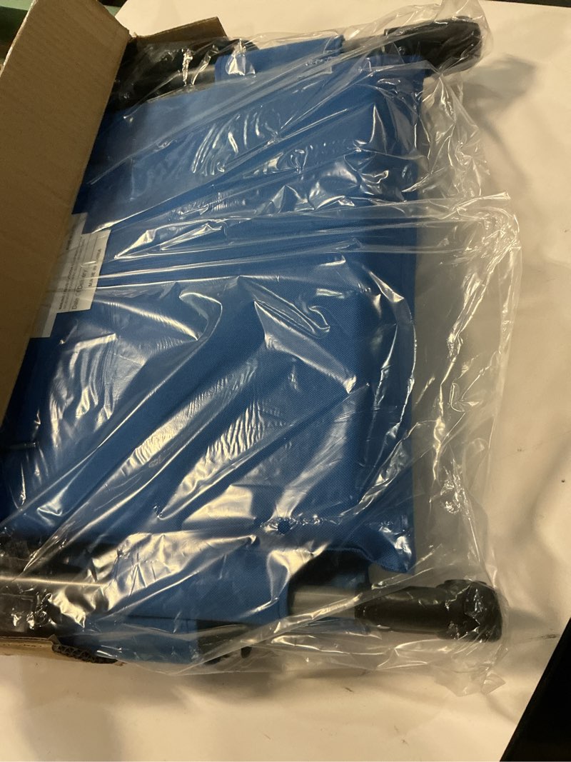 Condition photo showing Good Condition for GREEN PARTY Stadium Seat for Bleachers Portable Outdoor Floor Folding Stadium Chair with Armrest, Back Support, Cup Holder, Mesh Bag and Hide Hooks Blue