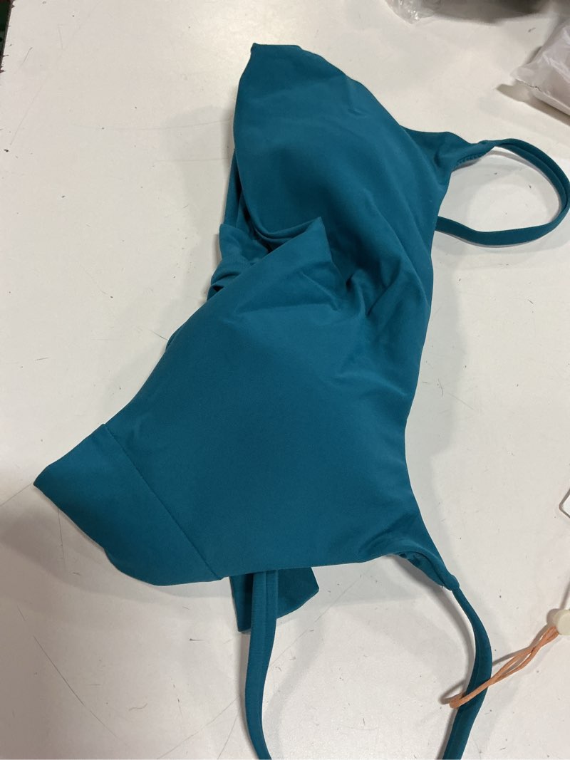 Condition photo showing Good Condition for italian scoop neck bikini top, xs, lagoon teal blue