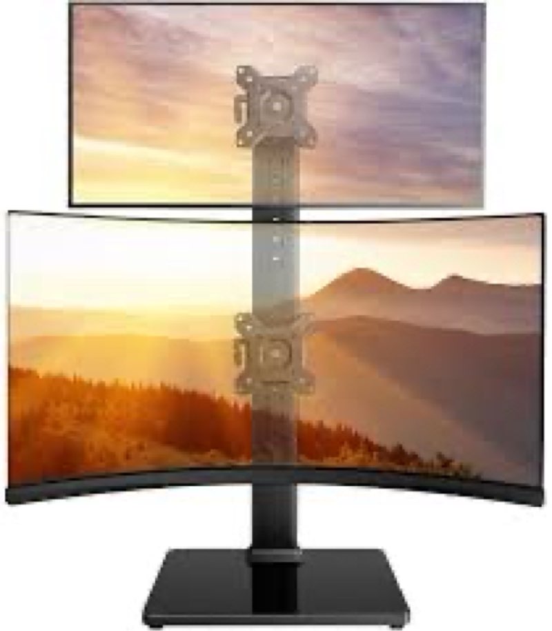 Perlegear Monitor Stand, Dual Monitor Mount for Two 13-40 inch Screens, Vertical Monitor Stand with 