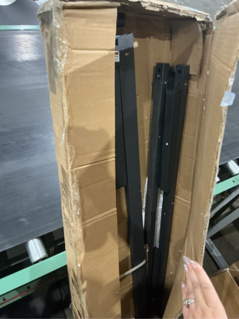 Condition photo showing As Is for queen bed frame with headboard | victorian headboard and footboard, noise-free design, 12" underbed storage, no box spring needed, tool-free 30 mins assembly