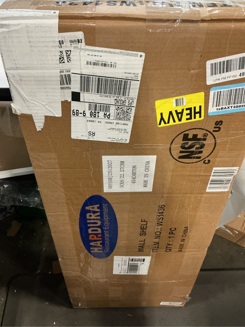 Condition photo showing Good Condition for HARDURA Stainless Steel Shelf 14" x 36", 275lb Commercial Shelves Wall Mount Metal Shelving with Backsplash and Brackets for Kitchen, Restaurant, Laundry Room and Home 14"x36"