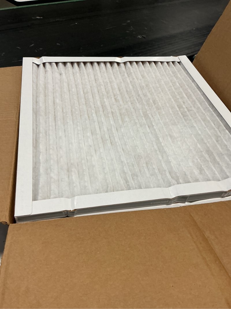 Condition photo showing As Is for amazon basics 20x30x1 air filter 6-pack, merv 11 ac furnace filters, removes dust, pet, allergen control , electrostatic, removes lint and pollen (actual size: 19.75" x 29.75" x 0.75")