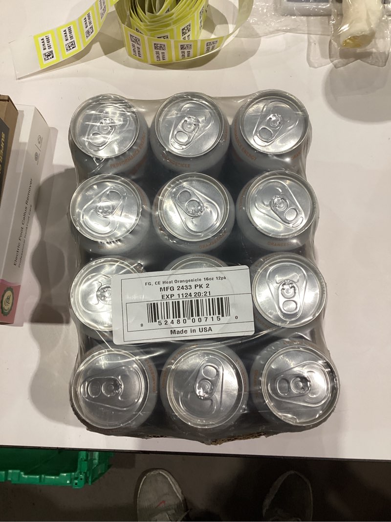 Condition photo showing New/Like New for CELSIUS HEAT Orangesicle Performance Energy Drink, Zero Sugar, 16oz. Can (Pack of 12)
