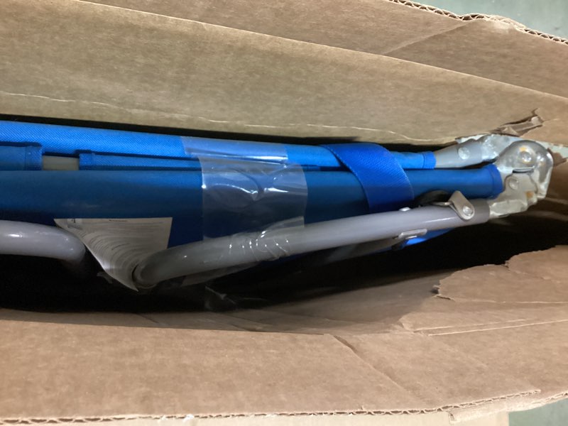 Condition photo showing Good Condition for Ostrich Beach Lounge Chair, Folding & Reclining Outdoor Chaise Lounger, Blue - Portable Adjustable Recliner Chair for Lawn, Pool, Patio, Garden, and Yard Blue Standard Chaise