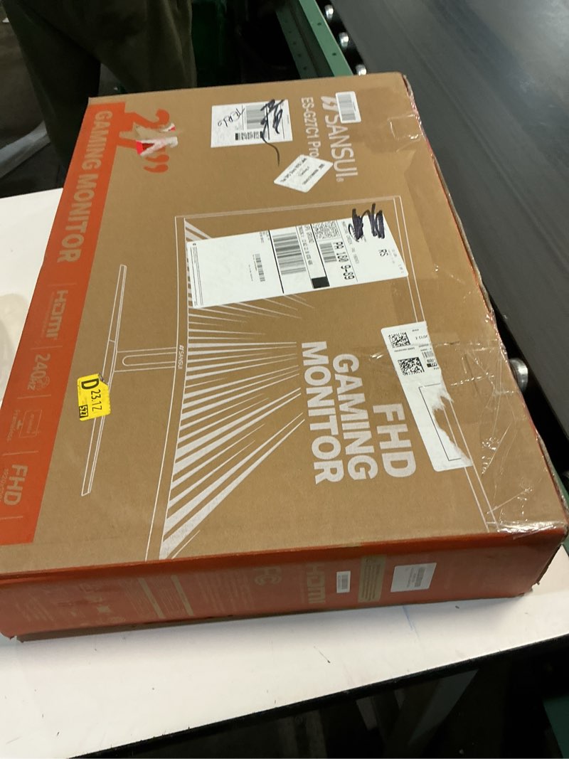 Condition photo showing Working Condition Verified for SANSUI 27 Inch Curved 240Hz Gaming Monitor FHD 1080P, 1500R Curve Computer Monitor, 130% sRGB, 4000:1 Contrast, HDR, FreeSync, MPRT 1Ms, Low Blue Light, HDMI DP Ports, Metal Stand, DP Cable Incl. 27 Inch 240Hz Curved Gaming 27 Inch 240Hz Curved Gaming