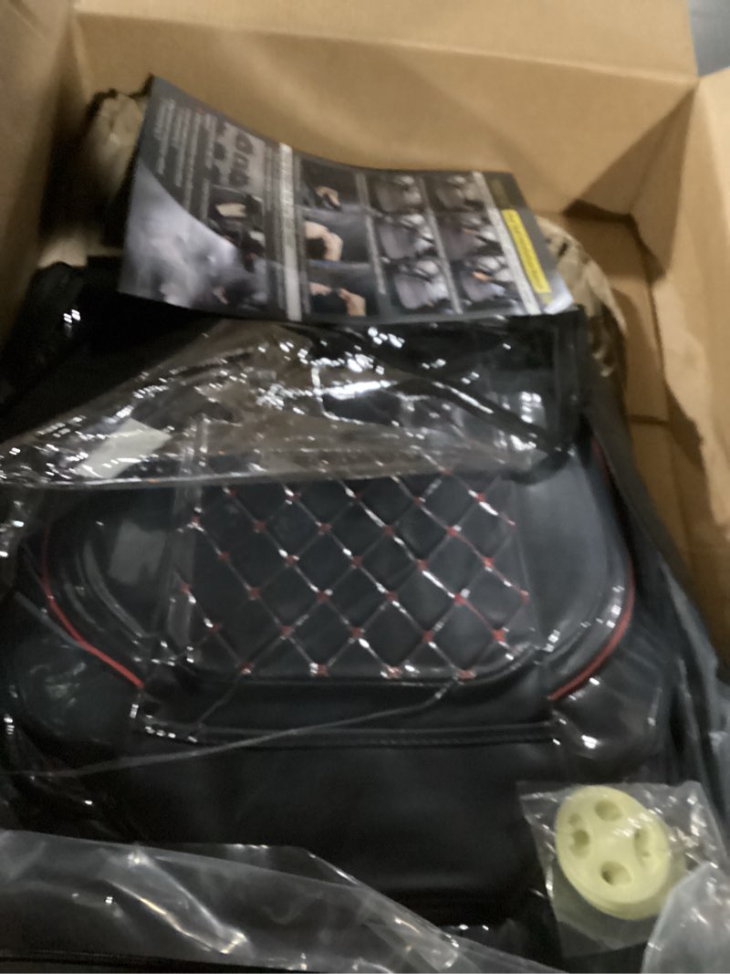Condition photo showing New/Like New for yiertai seat covers for dodge ram custom fit 2009-2025 2026 1500/2500/3500hd big long horn rebel laramie tradesman crew double cab quad cab truck seat protectors(2 pcs front only/black-red)
