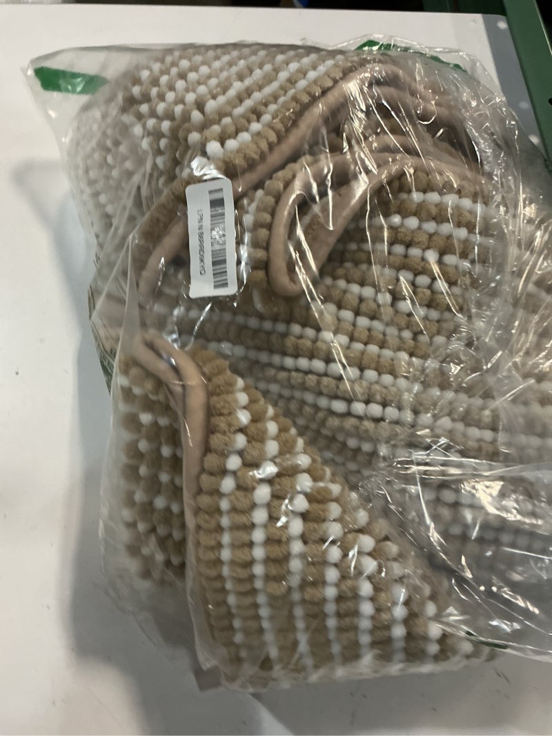 Condition photo showing As Is for bsicpro bathroom rugs and mats sets, 2 piece thick absorbent chenille bath mat rug set non slip, soft shaggy bath room floor mats for bathroom, machine washable (beige, 20" x 47" plus 20" x 32") 20" x 47" plus 20" x 32" beige