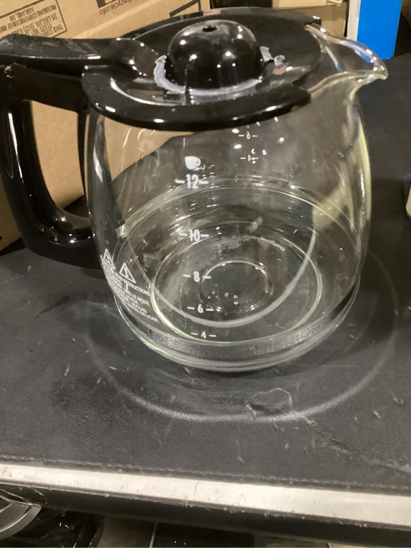 Condition photo showing As Is for (simila/incomplete)universal 12-cup glass replacement coffee carafe, compatible with multiple coffee maker brands, black handle