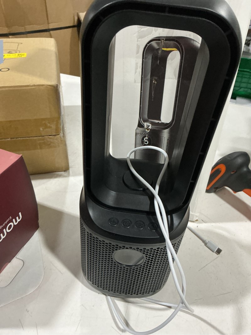Condition photo showing Good Condition for let'me bladeless desk fan small quiet, 5-speed bedside table fan with 3-level brightness night light, 72° oscillation, 9-hour timer, wired power with adapter, fan for bedroom office home, 13x5 inch