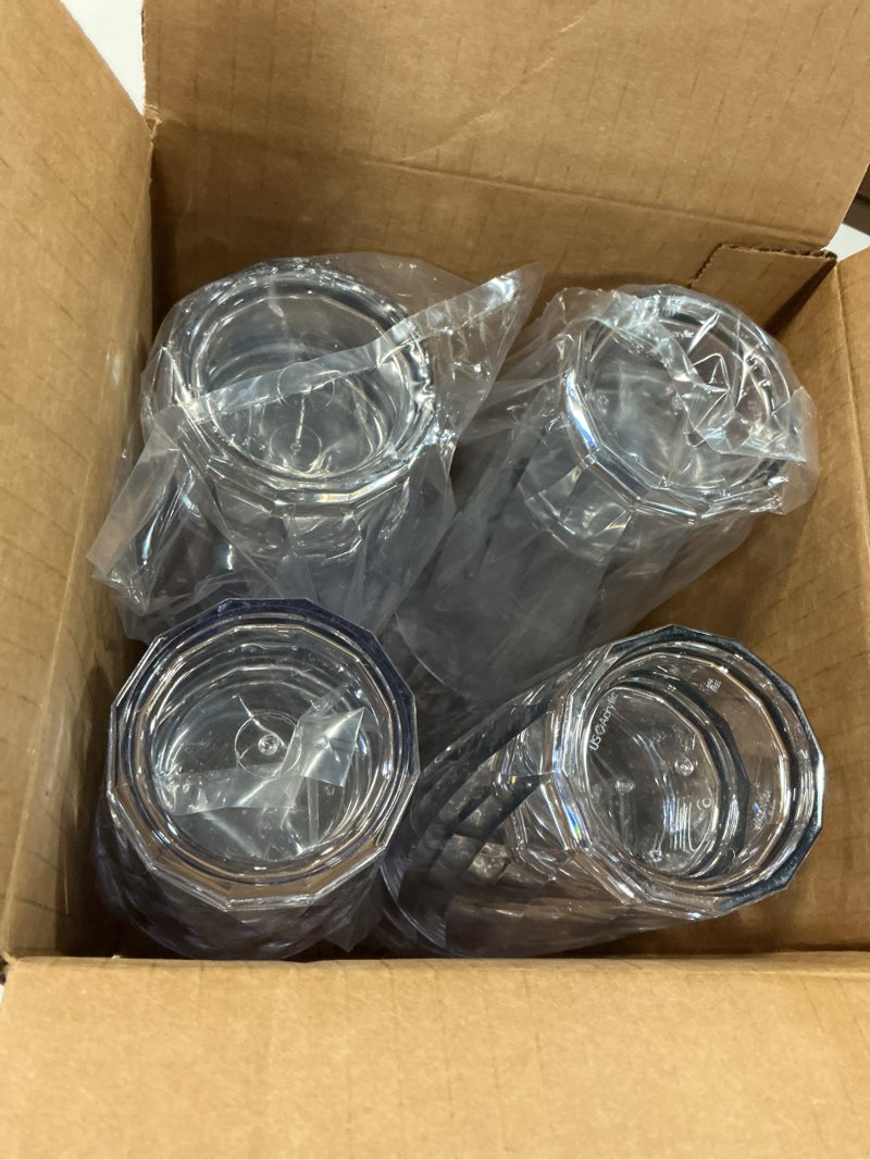 Condition photo showing New/Like New for us acrylic optix plastic reusable drinking glasses (set of 16) 14oz rocks & 20oz water cups in clear | bpa-free tumblers, made in usa | top-rack dishwasher safe 14-ounce/20-ounce