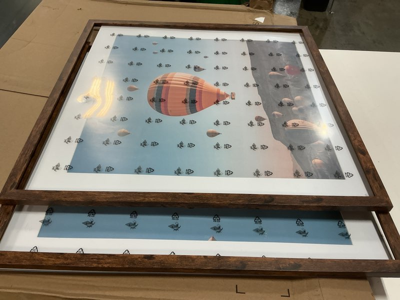 Condition photo showing Good Condition for wood 24x24 picture frame with 20x20 mat deep brown, display 20x20 with mat or 24x24 without mat, wood 24 by 24 photo frame, 24 x 24 frame for wall hanging display, deep brown, 2 pack 2 24x24 inch