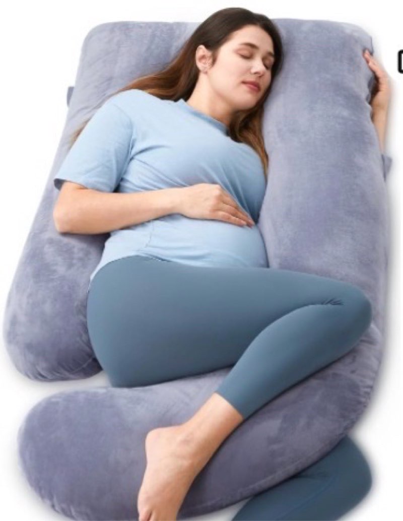 momcozy pregnancy pillow for sleeping - u shaped full body maternity pillow | removable cover, support for back, legs, belly, hips for pregnant women, side sleeper, pregnancy gifts & essentials, 57 inch
