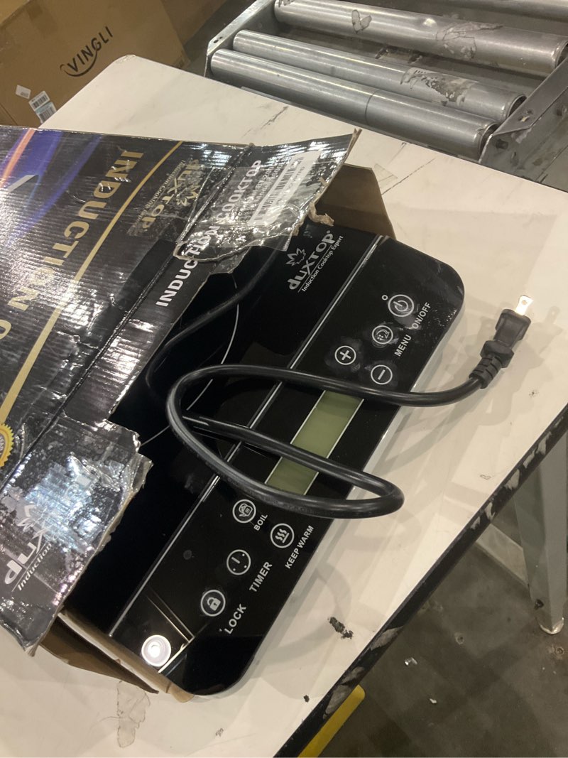 Condition photo showing As Is for Duxtop Portable Induction Cooktop Burner, Induction Hot Plate with LCD Sensor Touch 1800 Watts, Silver 9600LS/BT-200DZ Silver 1800 Watts Cooktop