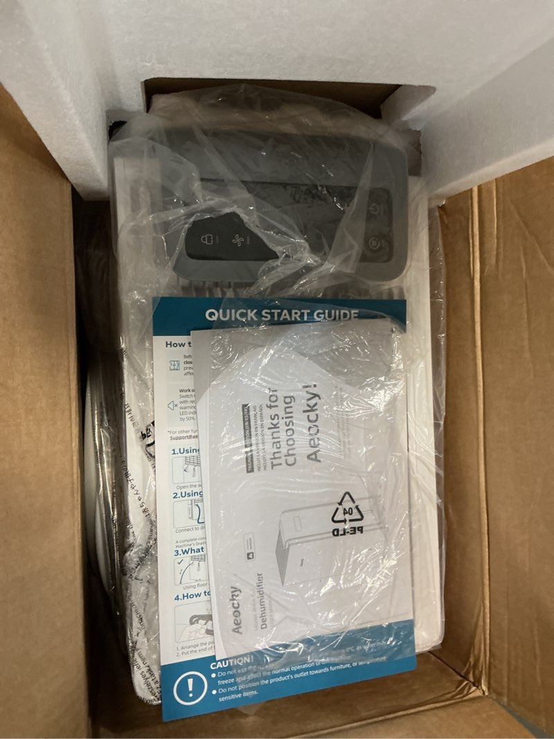 Condition photo showing Good Condition for aeocky 4500 sq.ft energy star most efficient 2025 dehumidifier, max 80 pint/day smart compressor dehumidifier with drain hose, intelligent humidistat,for basement,bedroom,home,bathroom 80 pints - 4500 sq.ft