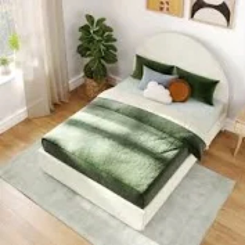 Beunca Solid Wood Upholstered Bed with Arch Headboard